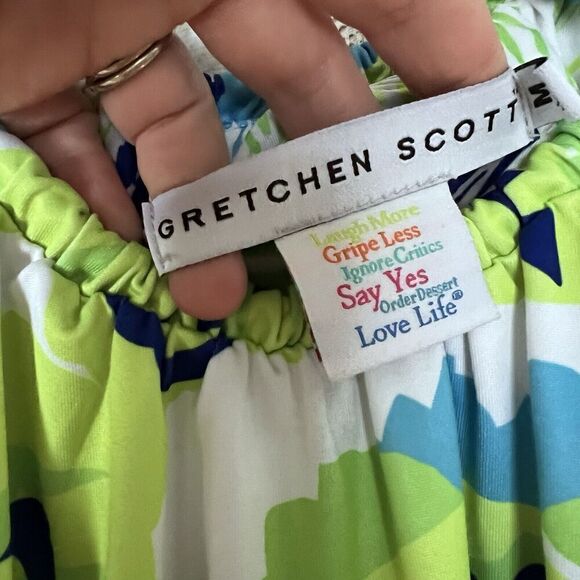 EUC Gretchen Scott Tassel Tie Sleeveless Dress In Blue And Green Size M - Picture 4 of 12